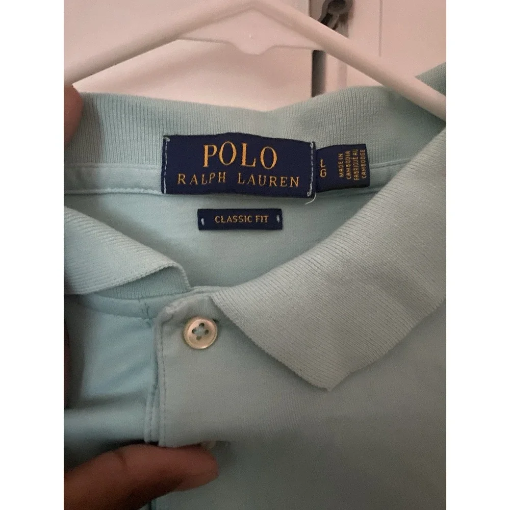 Polo Ralph‎ Lauren Men's Classic Fit Polo Shirt Size L Aqua Blue Green Pony Logo